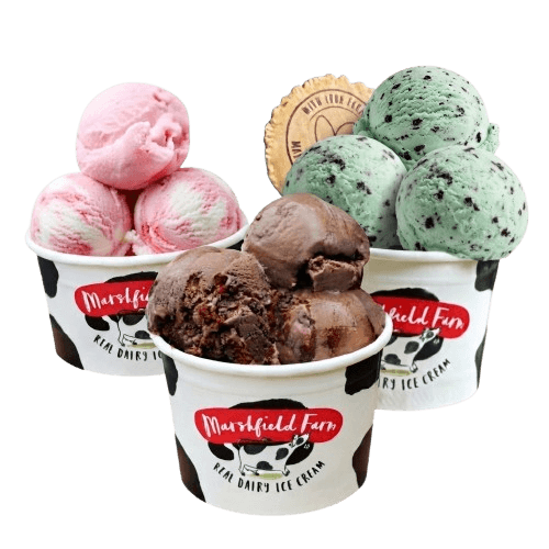 Three tubs of ice cream